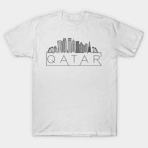 Qatar Minimal Skyline T-Shirt by kursatunsal